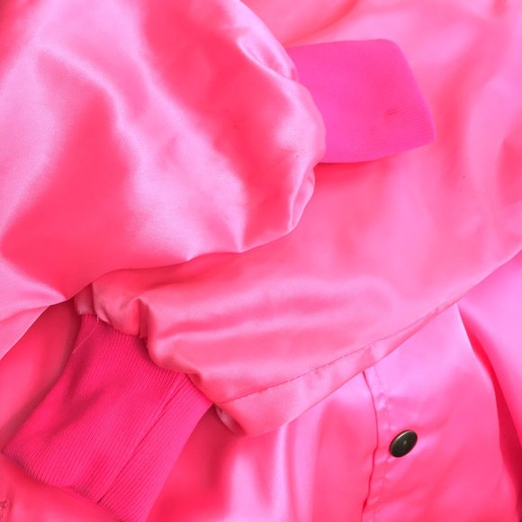 50's Style Pink Satin Bomber Poodle Style Jacket  Mac's Diner Vtg  2XL - Picture 10 of 13